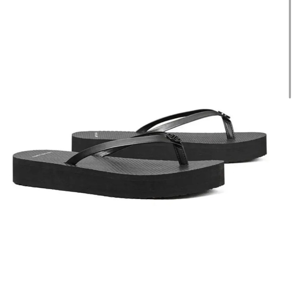 NWT Tory Burch Thin leather Strap Black Platform Flip Flop NIX 6, 7, 9 avail